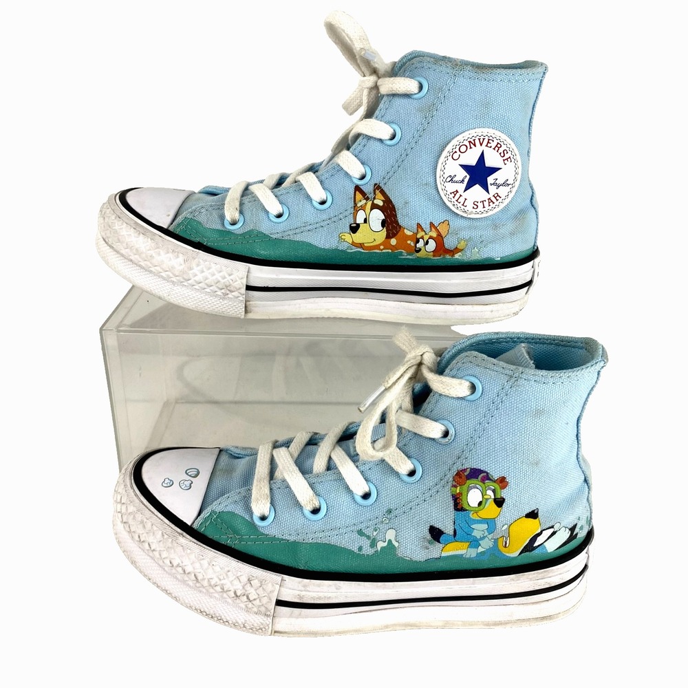 Converse All Star Bluey Sneakers Youth 1 High Top Light Blue Cartoon Bluesy